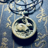 綠檀木質十二生肖吊墜羊兔虎馬龍鼠木頭掛件飾品男女項鏈鑰匙扣