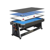 4 in 1 Convertible Multi Game 7ft Billiard Pool Table With Air Hockey Table Tennis and Dining Top