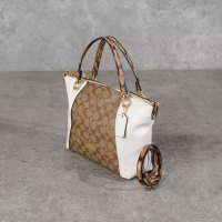 Coach Tas COACH KACEY BROWN BEIGE WHITE SHOULDER BAG WITH LS 100% ORIGINAL