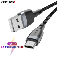 USLION 3A USB Type C Cable for Samsung S23 Fast Charger Type-C Phone Charge Wire for Xiaomi mi 13 Redmi note 10 Huawei P30 Cable