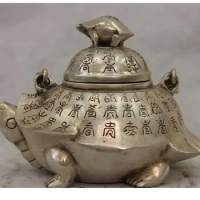 decoration copper silver factory outlets China White Copper Silver Tortoise Turtle water Bottle kettle Wine Pot Teapot