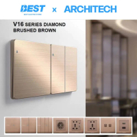 ARCHITECH V16 DIAMOND BROWN SERIES SAKLAR DAN STOP KONTAK ARCHITECH - GABUNGAN