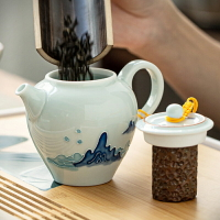 浮雕手繪茶壺家用沖茶泡茶壺陶瓷單壺日式過濾泡茶功夫茶具