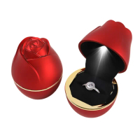 【真誠的愛】LED燈玫瑰花求婚戒指盒(婚禮 鑽戒盒 飾品展示盒 珠寶盒 飾品收納 禮品 禮物 情人節 包裝)