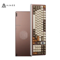 Ajazz-Mechanical Keyboard, Aluminum Alloy, Tri-Mode, Bluetooth, Wireless, RGB Backlight, PC Accessories, Man Gift, Gasket