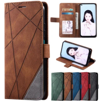 Flip Leather Wallet Case For Samsung Galaxy A02S A10 A12 A20 A21S A40 A51 A52 A71 A72 Note 20 Ultra Skin Feeling Splicing Cover