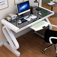 電腦桌 電腦桌台式家用帶鍵盤托辦公桌臥室簡約書桌鋼化玻璃寫字桌經濟型