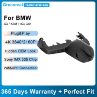 Grecoreal Dash Camera Car Dashcam for BMW X3 X3M IX3 G01 OEM Front Rear Dual Dash Cam 4K Wifi Car DVR Plug Play