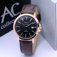 ALEXANDRE CHRISTI AC 1014 / AC1014 LEATHER. JAM TANGAN PRIA ORIGINAL Watches - silver brown rosegold