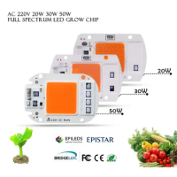 1pcs Hydroponice AC 220V 20w 30w 50w led grow chip full spectrum 380nm-840nm for indoor led grow light
