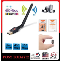 600Mbps Dual Band 5GHz Wireless Lan USB PC WiFi Adapter Antenna 802.11AC