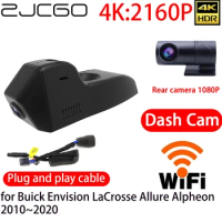 ZJCGO 4K Car DVR Dash Cam Wifi Front Rear Camera 24h Monitor for Buick Envision LaCrosse Allure Alpheon 2010~2020