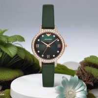 【EMPORIO ARMANI】亞曼尼 森林綠晶鑽女錶-32mm 畢業禮物(AR11577)
