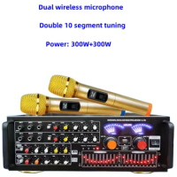 Ka-302A 300W*2 Stereo C5198 A1941 Tube Bluetooth 20 Band Tuning HIFI Play Digital Echo Mixer Karaoke Home Theater Amplifier