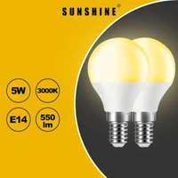 陽光 - LED燈膽 5W / E14細螺頭 / 黃光3000K [2件優惠裝] LED燈泡 | LED球膽 | LED球泡 (LGT-5E14W-D)