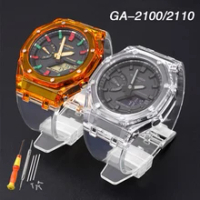 Modified Strap Case for Casio G-SHOCK GA-2100 2110 AP Farm Oak TPU Transparent Watch Band Bezel Silicone Bracelet Accessories