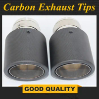 1 Pair: Car Carbon Fibre Matte Exhaust System Muffler Pipe Tip Curl Universal Stainless Mufflers Decorations For Akrapovic