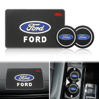 แผ่นรองแก้วกันลื่นสำหรับช่องวางแก้วในรถยนต์ สำหรับ Ford Focus, Mondeo, Fiesta, Kuga, EcoSport และ Fu