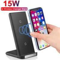 For Galaxy Note10+ Qi Wireless Charger Stand For Samsung Galaxy S21 S20FE Wireless Charging Station Phone Charger Stand
