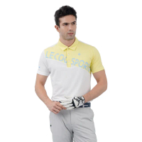 【LE COQ SPORTIF 公雞】高爾夫系列 男款白色大LOGO色塊涼感防曬短袖POLO衫 QGT2T206