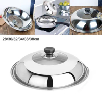 Stainless Steel Pot Lid Heightening Thickening Wok Steamer Electric Pot Lid Visible Cover Cookware 28cm 30cm 32cm 34cm 36cm 38cm