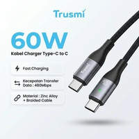 Trusmi CA12-05 Kabel Type C 60W Smart Power Off Fast Charging Braided Cable 1M Android iPhone TWS