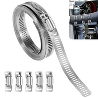 Hose Clamp with 6 Fasteners Adjustable Pipe Tube Clamp Stainless Steel Plumbing Clamp Sturdy Hose Clips Kit Hose Band Clamp