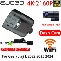 ZJCGO 4K DVR Dash Cam Wifi Front Rear Camera 24h Monitor For Geely Jiaji L 2022 2023 2024