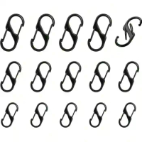 Zipper clip anti-theft device, 6-piece backpack zipper lock, dual spring S-hook loop zipper clip anti-theft device (black)