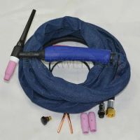 WP26-12E 12-Foot 200Amp Air Cooled TIG Welding Torch Complete 4-Meter 2 pins Connection Euro Style Torch Head Body