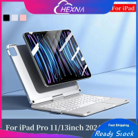 ฝาครอบคีย์บอร์ดหมุนได้ 360°, มีไฟเรืองแสง, เข้ากันได้กับ iPad รุ่นที่ 7, 8, 9, 10.2, Air3, 10.5, min