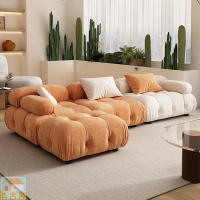 意式極簡沙發組合現代簡約小戶型客廳布藝侘寂風沙發豆腐塊直排