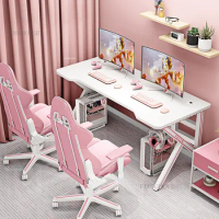Desktop Home Computer Desks Gaming Table and Chair Set Office Furniture Pink and White Study Desk Bedroom Live Broadcast Table