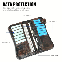 1pc Men's Top Layer Cowhide Leather Travel Business Embossed Wallet, Men's Long Zipper Card Holder