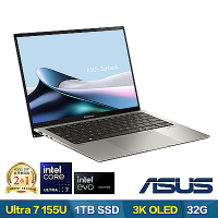 ASUS UX5304MA 13.3吋3K筆電 (Ultra 7-155U/32G/1TB/EVO認證/Zenbook S 13 OLED/玄武灰)