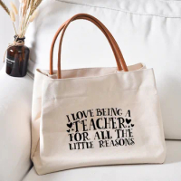 Love Being A Teacher Printed Book Tote Bag Gift for Teacher's Day Women Lady Casual CanvasBeach Bag Shopping Bag Shopper Handbag