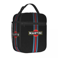 Martini Racing Stripes Insulated Lunch Bag Personalized Oxford Cloth Daily Multi-Style