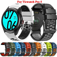24mm Strap For TicWatch Pro 5 Band Replacement Wristband For TicWatch Pro 5 Smartwatch Silicone Sports Watchband Bracelet Correa