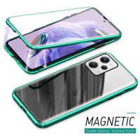 360° Magnetic Flip Back Cover For Xiaomi Redmi Note 12 Pro Plus Note12 Pro+ Note12Pro 5G Case Double-side Protective Glass Funda
