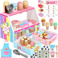 INNOCHEER Ice Cream Toy Wooden Ice Cream Play Set Pretend Play Kitchen Toys Ice Cream Toys for Toddl