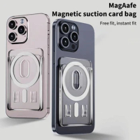 For Magsafe Transparent Magnetic Wallet Clip Phone Back Sticker For Iphone12Pro 13 14 Pro Max Macsafe Card Bag On Sleeve