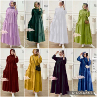Kirania Midi Dress Bahan Rayon Twill Premium Busui Friendly Kekinian Kancing  Polos Katun  Hitam Cok