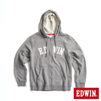 EDWIN 人氣復刻 搖滾不死 貼布繡LOGO連帽外套-男-灰色