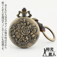 【時光旅人】盛開的山茶花造型復古懷錶/飾品 附盒裝 生日 送禮 禮物(附贈鑰匙圈)