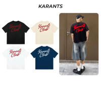 Karants แบรนด์ระดับนานาชาติ เสื้อยืด Cropped boxy cotton แท้ 100% 260gsm ปักขนฟูสองด้าน KR207 Street