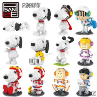 NEW HSANHE Snoopy Anime Action Figures Kawaii Building Blocks Micro Daimond Bricks DIY Assemble Toys For Children Gifts