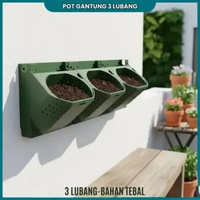 Pot Planter Dinding Susun 3 Lubang | Pot Gantung Vertikal Hemat Tempat | Cocok Sayur Bunga Herbal