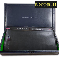 【NG特價-11】Tommy Hilfiger 男皮夾 長夾 牛皮夾 多卡夾 三鈔層 品牌盒裝／黑色