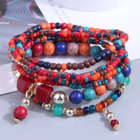 Bohemian Seed Beads Multi layers Bracelets Women Colorful Charm Bracelet Femme Beads Pulseras