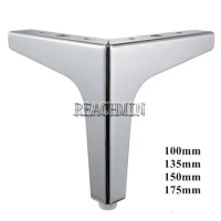 4pcs Triangular Metal Furniture Leg Support Silver Coffee Table Legs Sofa Foot Furniture Accessories Rubber Foot Bed Riser